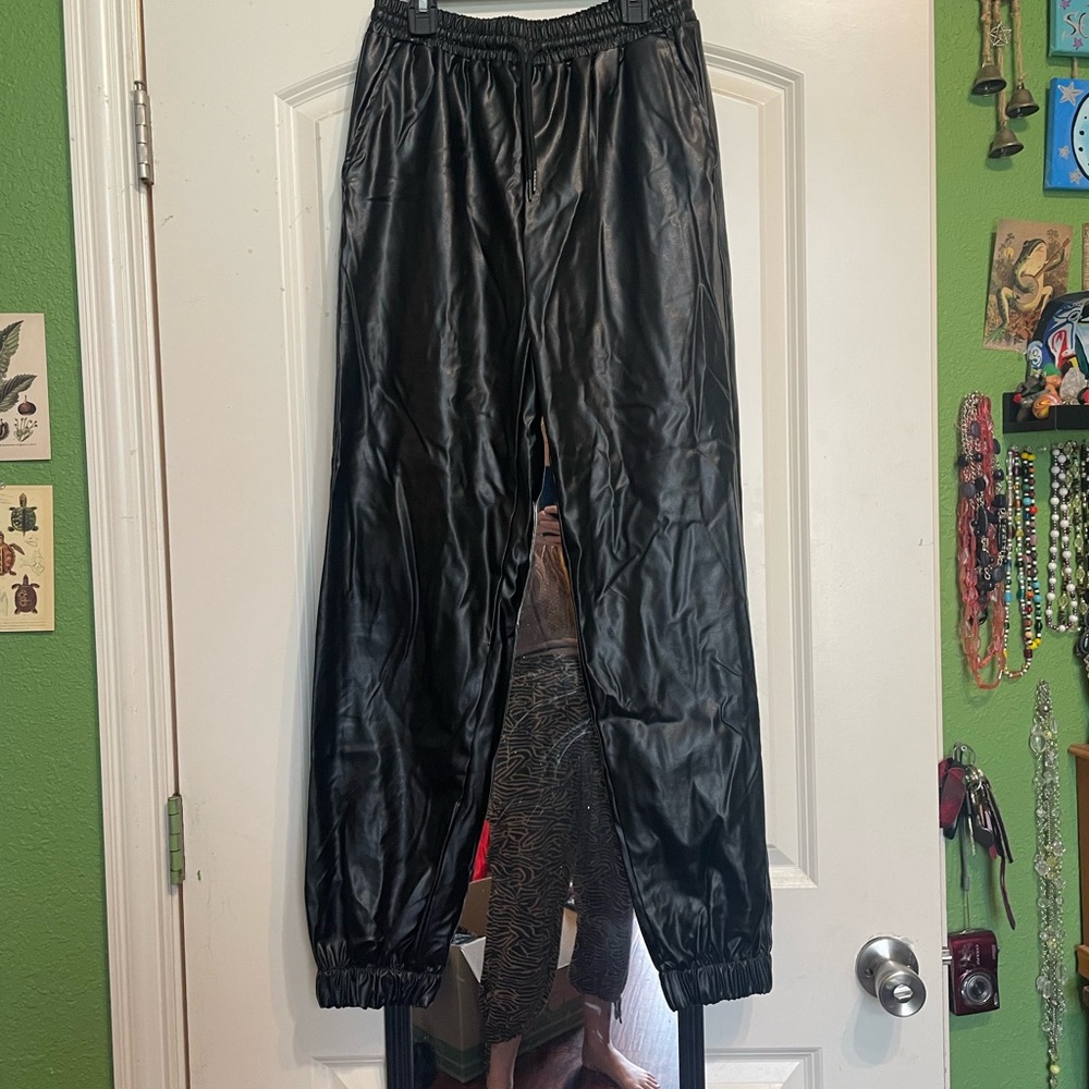 Stylish Black Pleather Bottoms